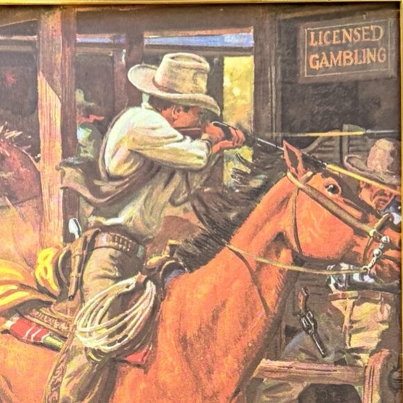 Mid Century Western Framed Gun Slinging Cowboys - Picture 15 of 17
